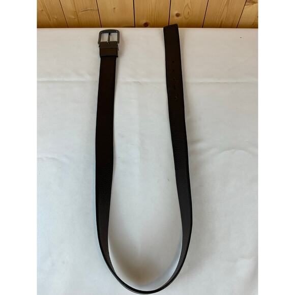 Men's Coach Reversible Belt, Black/Brown with Gunmetal Gray Buckle - Picture 2 of 5